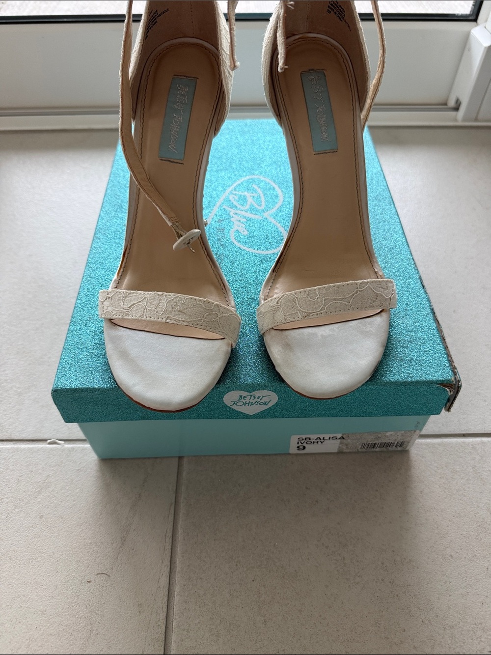 Betsey Johnson Ivory Embellished Lace Heels - Picture 2 of 9